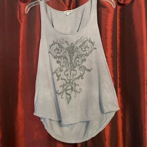 Embellished tank with cut-out back